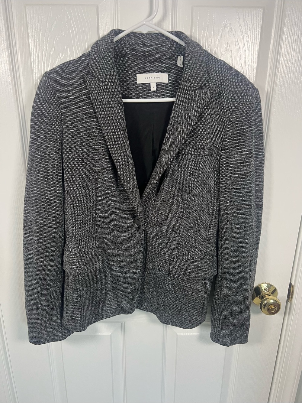 Lark & Ro Women's Charcoal Herringbone Tweed Blazer